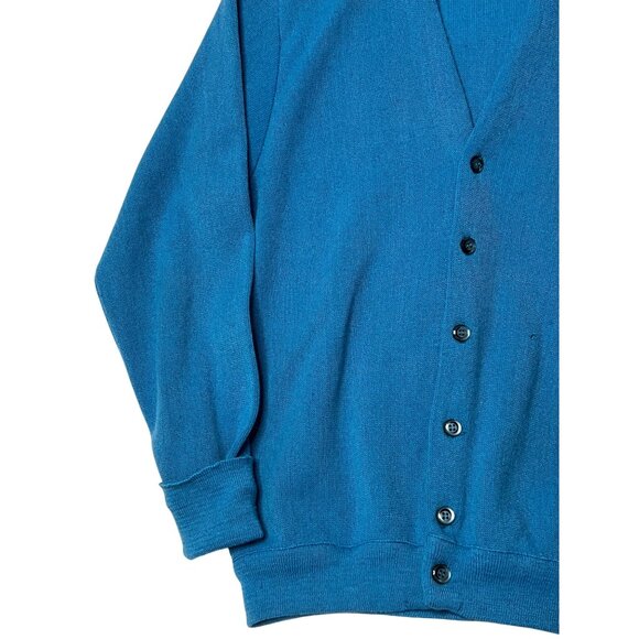 Izod Vintage Men Large Blue Button Cardigan Sweater flaw Golf Preppy Classy USA - Picture 4 of 14